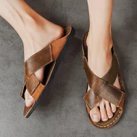 Sandales d'été pour hommes en cuir véritable, chaussures décontractées pour hommes, sandales en cuir pour hommes, chaussures de plage pour hommes, chaussures romaines pour hommes 6
