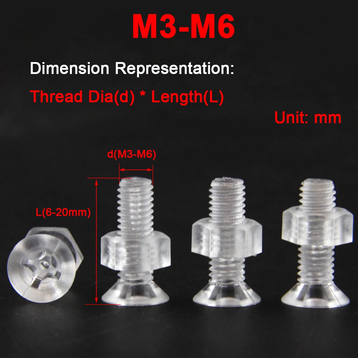 

Transparent Countersunk Head Cross Nut Combination Plastic Bolt M3M4M5M6