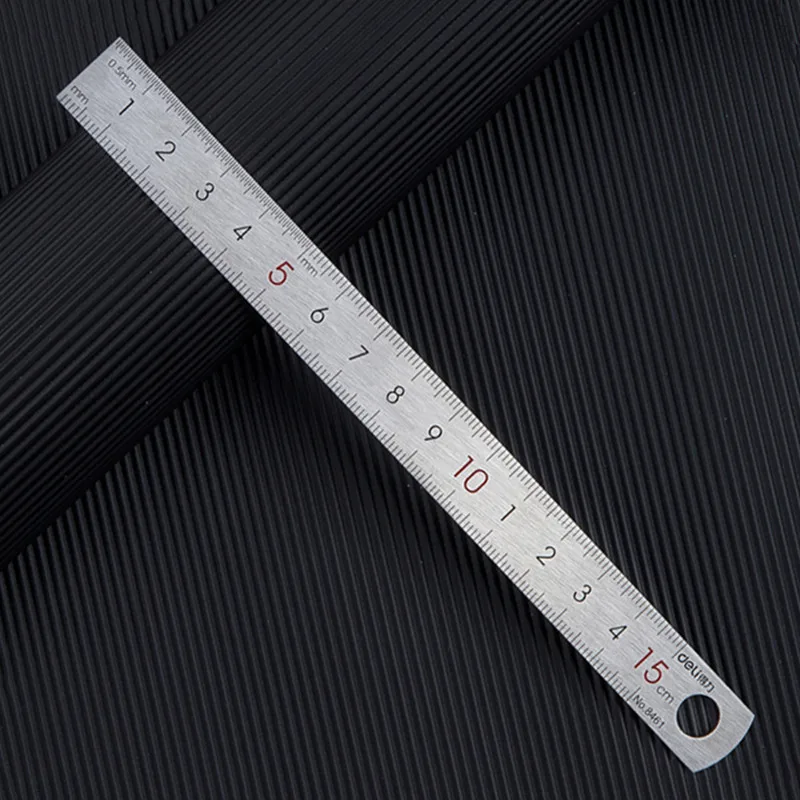 Deli 15cm Stainless Steel Metal Straight Ruler MM Inch Measuring Scale Rule Artist Art Stationery Store Office School Supply