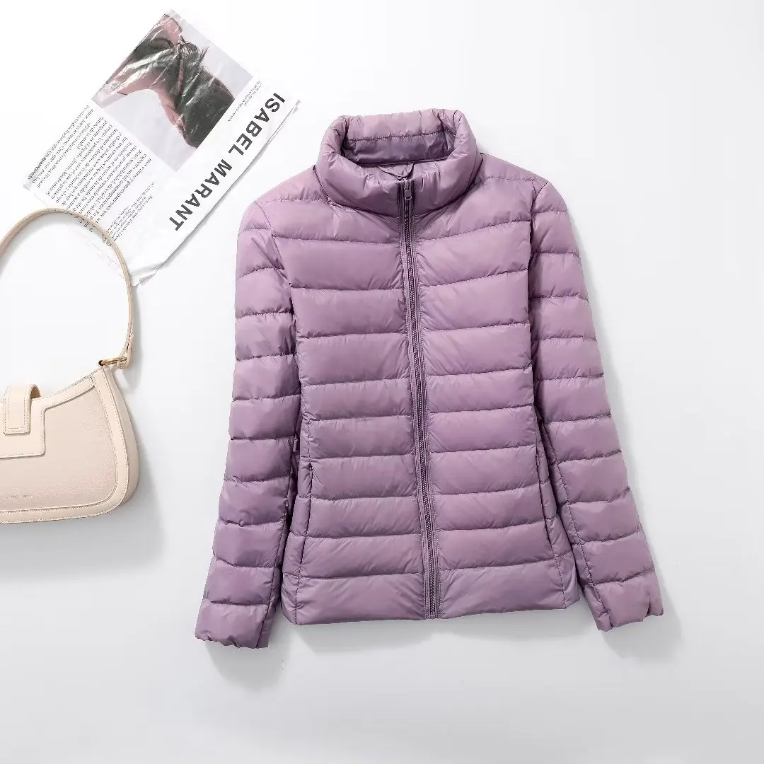 Women's Ultralight Purple Packable Down Jacket - Waterproof, Windproof, and Warm Winter Coat