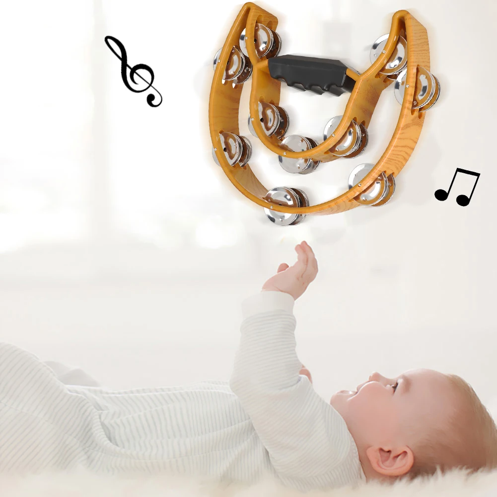 Hand Bell for Party Compact Double Half Moon Drum KTV Bells Tambourine Musical Instruments Double Row Ring Melodious Sound