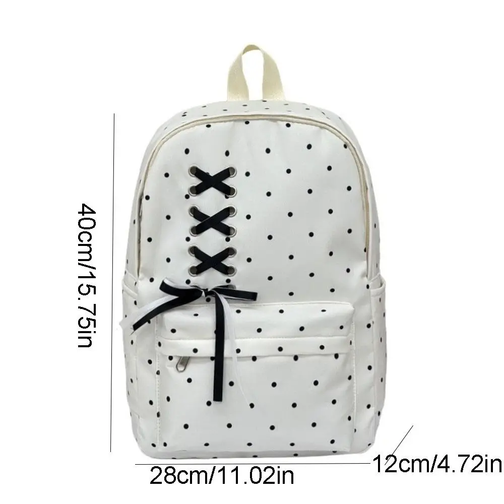 Zaino portatile Bow Dot Daypack, borsa da scuola resistente per studenti, zaino in nylon antigraffio di grande capacità, ideale come regalo - immagine 6