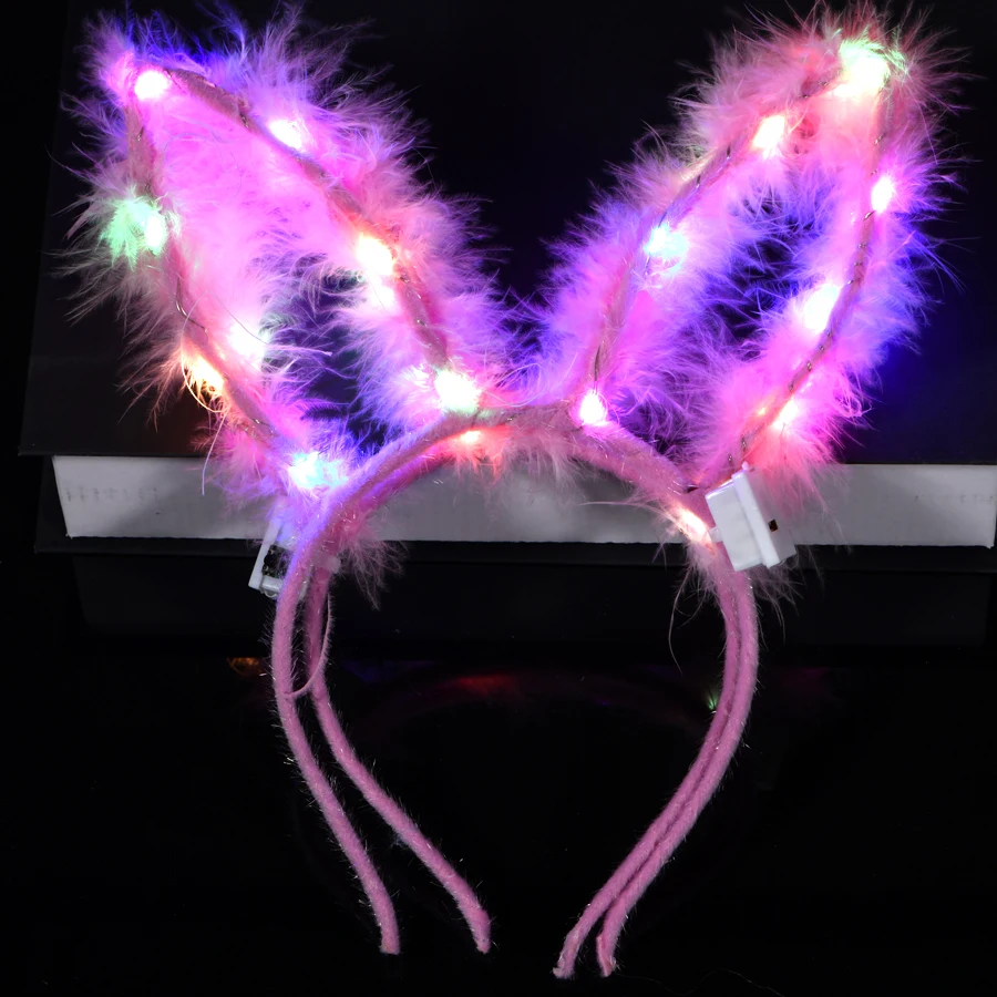10/20/30 stücke Mädchen Frauen Led Glow Katze Bunny Ohr Haarband Leuchten Flash Stirnband Glow In the Dark Geburtstag hochzeit Party Versorgung – Detail 7