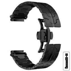Premium Metal Watch Band with Butterfly Clasp - Amazfit T - Rex 2 (Black - T)