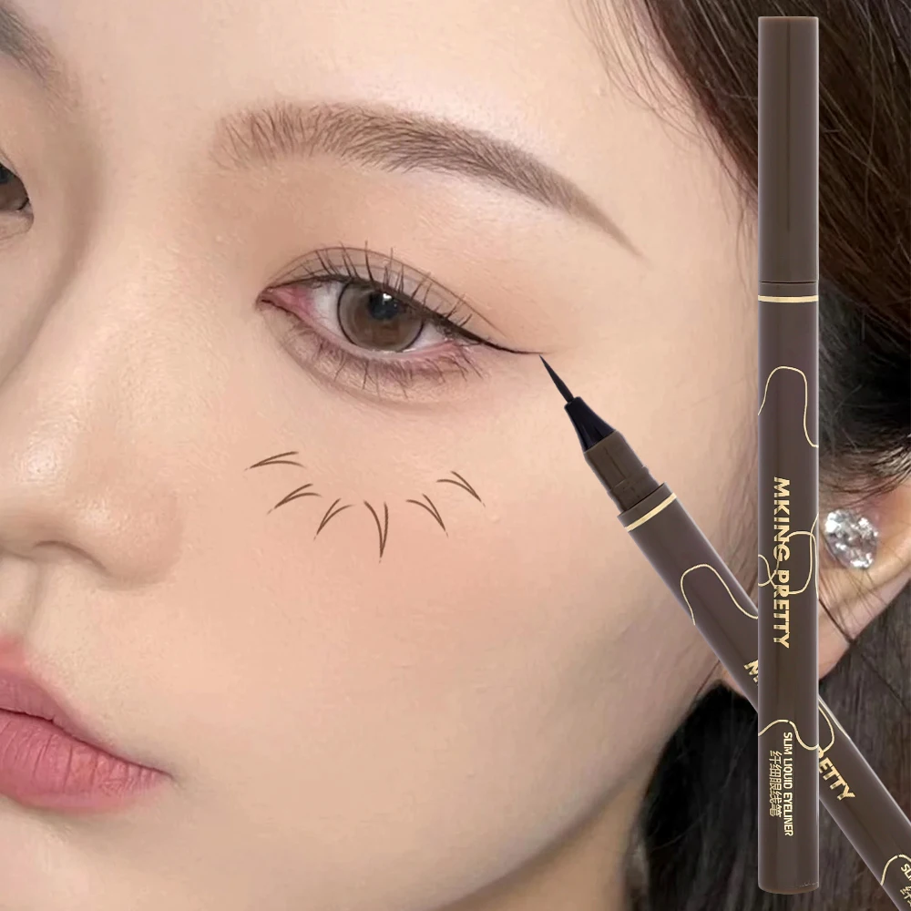 Eyeliner liquido ultrasottile Eyeliner liscio impermeabile ad asciugatura rapida penna per ciglia inferiore a lunga durata cosmetici per il trucco coreano delle donne