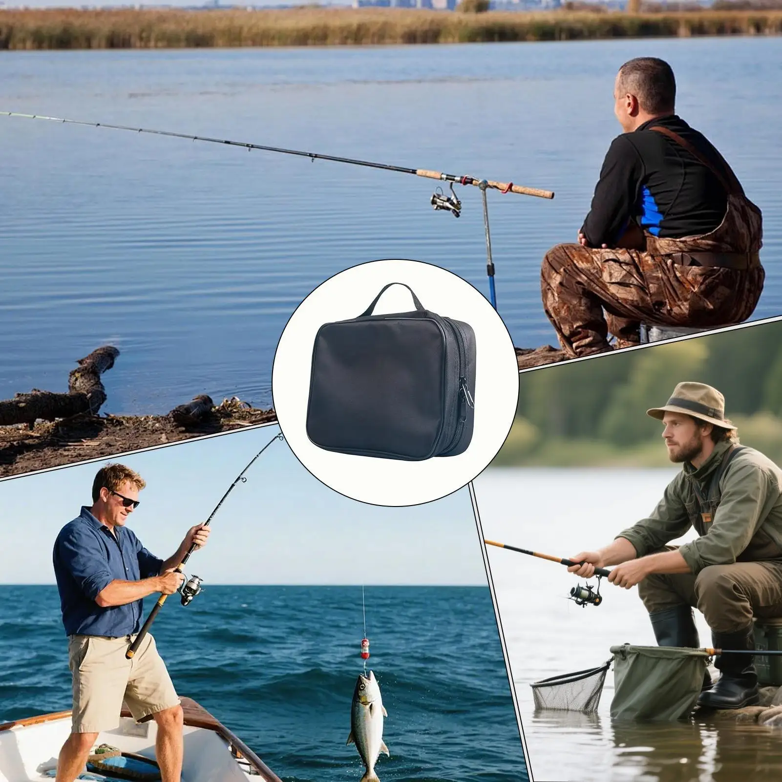 Bait Binder For Fishing With Zipper & Handle Heavy Duty Waterproof Portable Fishing Tackle Gear Binder Bags For Jigs Lines