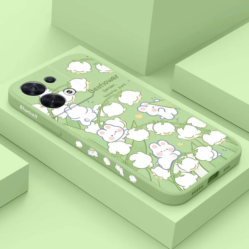 Wind Chime Bunny Phone Case Per Oppo Reno 10 8 8T 8Z 7 7Z 6 5 Pro 4G 5G F19 F9 Pro Plus Cover In Silicone Liquido