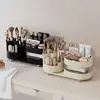 360 Rotating Makeup Organizer Spinning Cosmetic Storage Box for Vanity 3 Tier Skincare Makeup Brushes Holder Lipstick Container 6