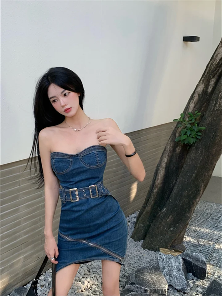 Denim Shirt Dress Denim Dress 18 Tight Tube Top Hem Irregular Denim Slim  Sexy Hip Dress Korean Style Fashion Streetwear Female Clothes AliExpress  200000345