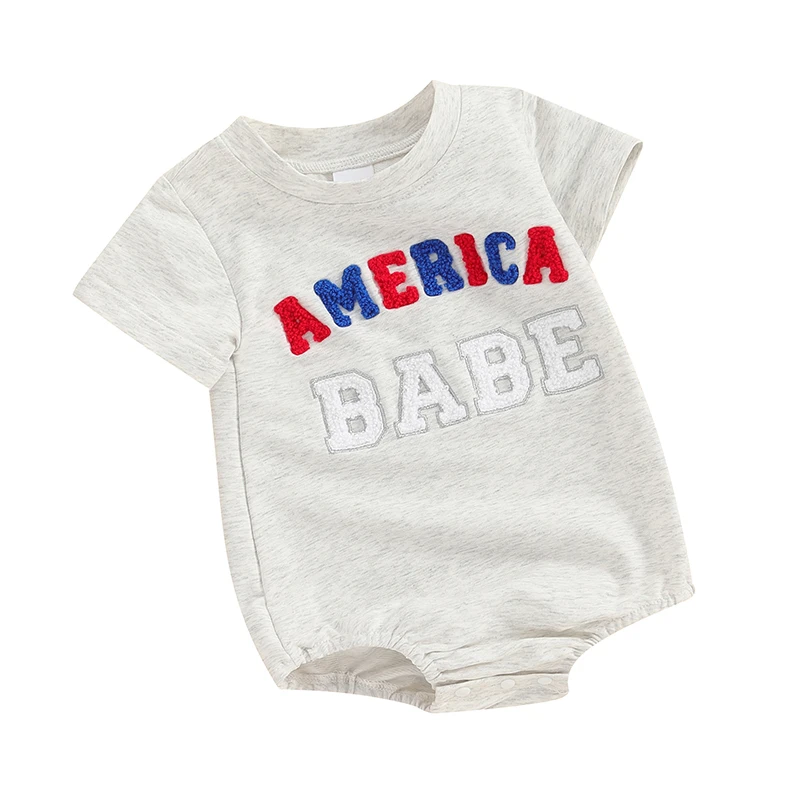 

4th of July Baby Boy Girl Outfit Newborn Infant Bubble Romper Short Sleeve Bodysuit My First Fourth of July Clothes