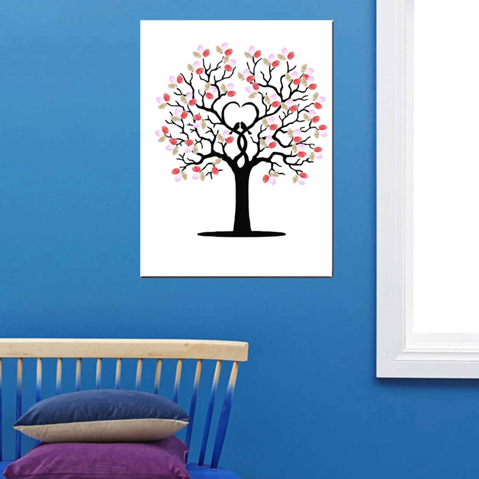 Personalize Wedding Guest Book, Gender Reveal Tree Fingerprints Guest Book, for Rustic Calligraphy Personalized Wall Art