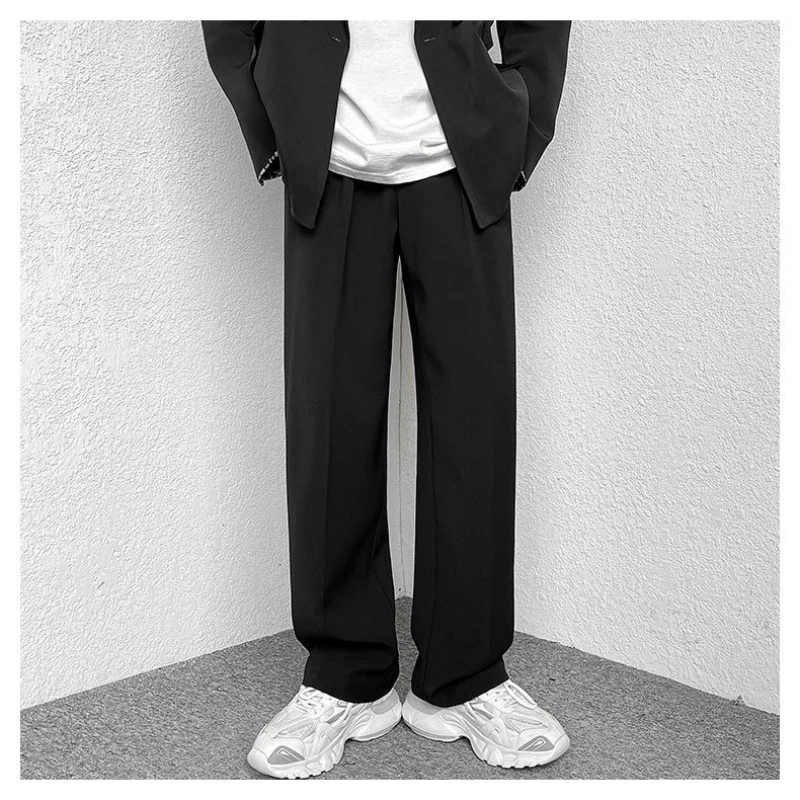 

Брюки мужские прямые свободного покроя, модные повседневные деловые брюки с широкими штанинами, драпировка, прямые, с прямыми штанинами, на лето