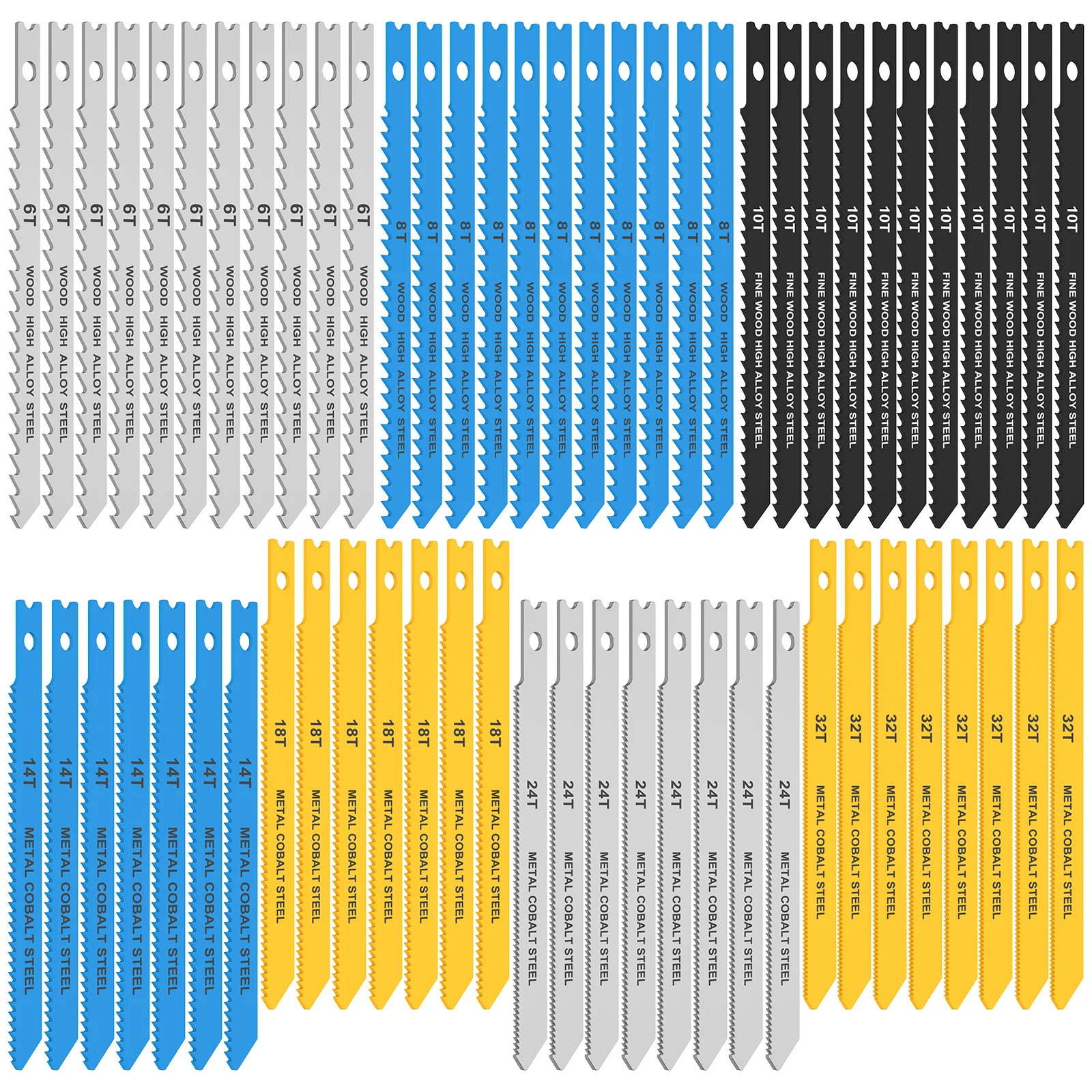

63Pcs U-Shank Saw Blades Set High-Carbon Steel Saw Blade Assortment with Storage Case Universal Wood and Plastic Cutting Saw