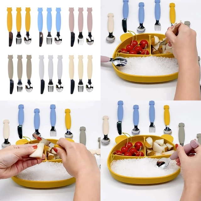 Stainless Steel Kids Travel Cutlery Portable Tableware Spoon And Fork Kids  Cartoon Pattern Cutlery Picnic Set Gift For Kids - AliExpress