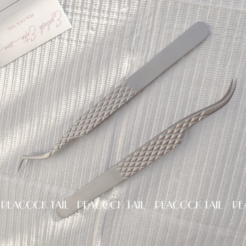 Titanium alloy Tweezers Large Friction Dark Silver Tweezer Make Fan 6D Eyelashes Perfect Closure 4