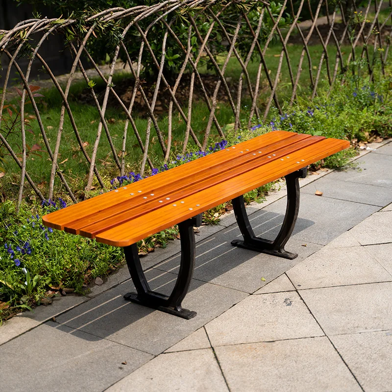 ספסל עץ מוצק ועץ במבוק לגינה חוץ ופארק, ספסל ללא גב