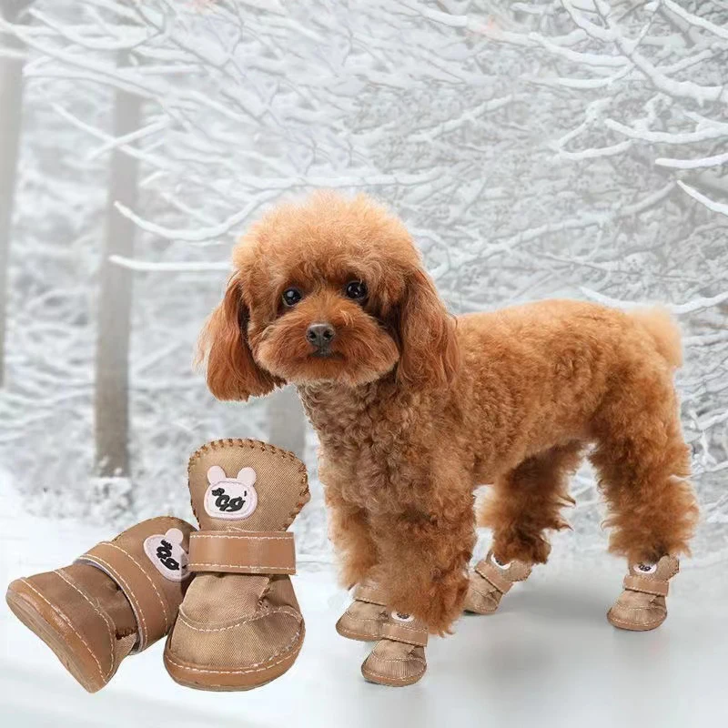 

4Pcs Dog Shoes Winter Comfortable Warm Shoes Pet Dog Chihuahua Shoes Boots Outdoor Snow Walking Non-slip Puppy Sneakers