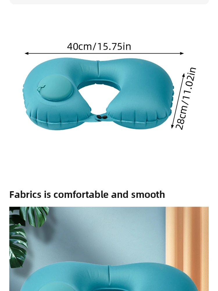 Description Picture 5 of itemU Shape Neck Cushion Automatic Air Inflatable Pillow Compress Ring Pillow For Airplane Car Outdoor Travel