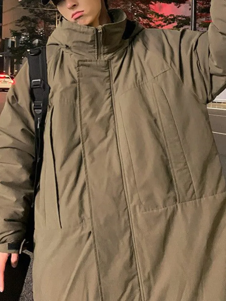 Men Winter Clothing Long Coats Hooded Cargo Padded Jacket Korean Casual Coat Large Size Male Windbreaker Outdoor Thicken Parkas