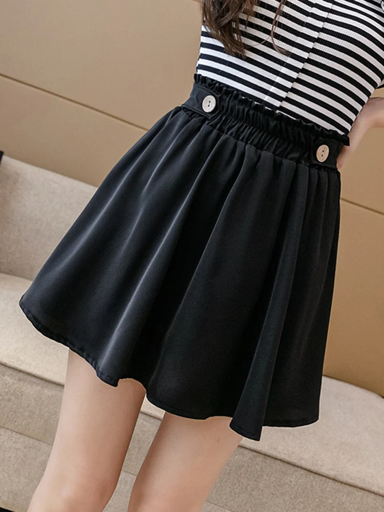 Puffy Flower Bud Skirt Summer Skirt Female 2021 New Style Thin Loose Loose Outer Wear High Waist Thin A-Line Short Skirt blue skirt