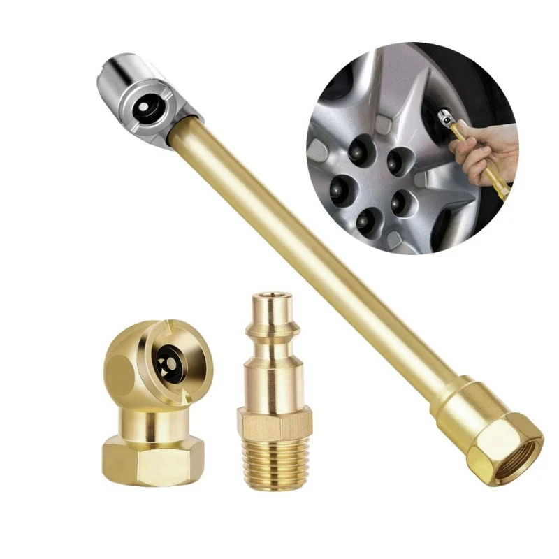 

2pcs/set 1/4NPT Car Tire Valve Clip Pump Nozzle Clamp Solid Brass Quick Connect The Inflation Connector Inflator Pump Adapter