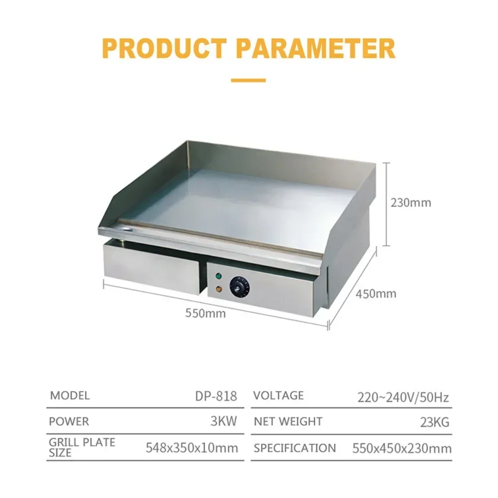 Commercial Electric Griddle Instant Hot Teppanyaki Fried Rice Squid Grilled Cold Noodles Hand Cake Machine Quickly Heat Up 4
