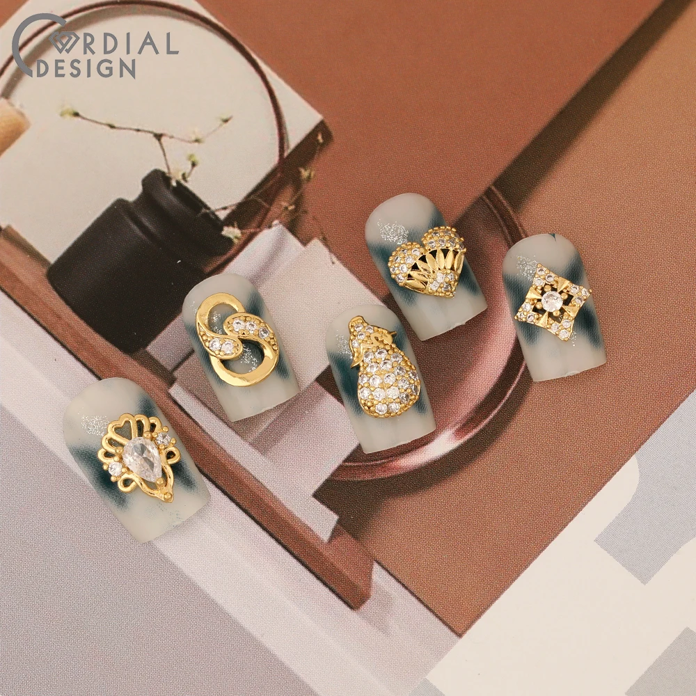 Cordial Design 50Pcs Cubic Zircon/DIY Fingernail Accessories/Genuine Gold Plating/Multi Shapes/Jewelry Findings & Components - cordial