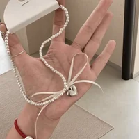 New Style Metal Heart Bow Ribbon Choker Necklace Collar Chain French Baroque Style Fashionable Romantic Women's Jewelry 3