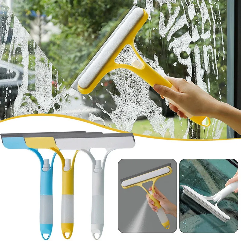 

3 In 1 Window Cleaning Tool For Car Indoor Outdoor High Windows Squeegee With Spray Cleaning Equipment Kit For Car Washing