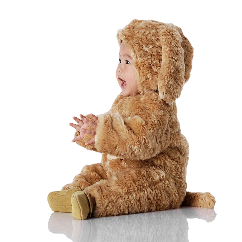 Cute Puppy Halloween Costume Adorable Hooded Jumpsuit with Plush Ears and Socks for Baby Dogs