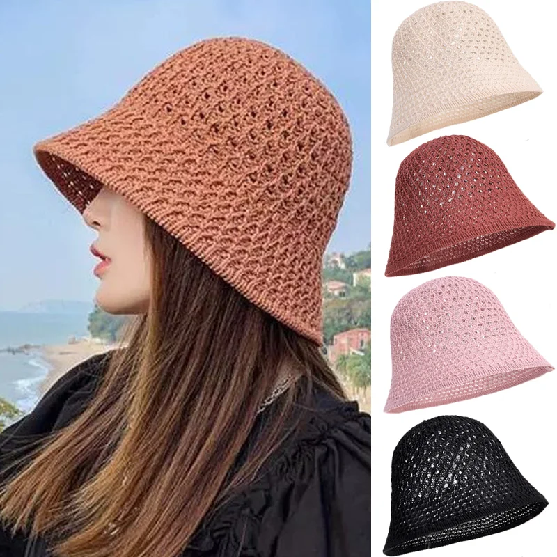 Beach Korean Straw Hat Summer Women Visor Breathable Chic Bucket Hats Fisherman Cap Hand weaving Girl Fishing Sun Caps For Women sun hat,bucket hat,women bucket hat,women hat