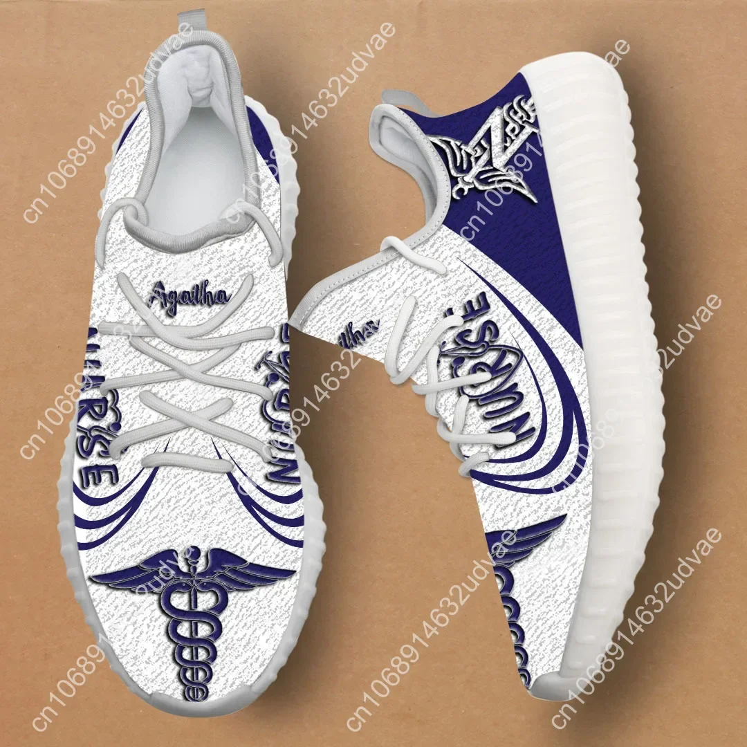 Gradient Nurse Design Vulcanized Shoes Personalized Hospital Care Sneakers Comfortable Lace Up Teen Girls Shoes