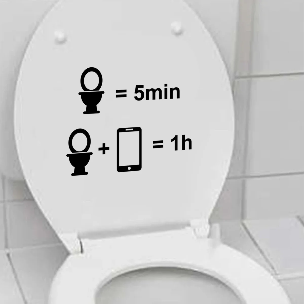 Self-adhesive Warning Paste for Toilet Stickers Funny Toilet Decoration Creative Black Self Adhesive Home Decoration