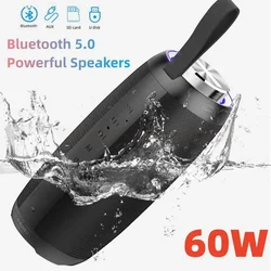 60W 6600mAh Super Powerful Portable Bluetooth Speakers Home TV Outdoor Column TWS Subwoofer Heavy Bass Sound Box IPX7 Waterproof