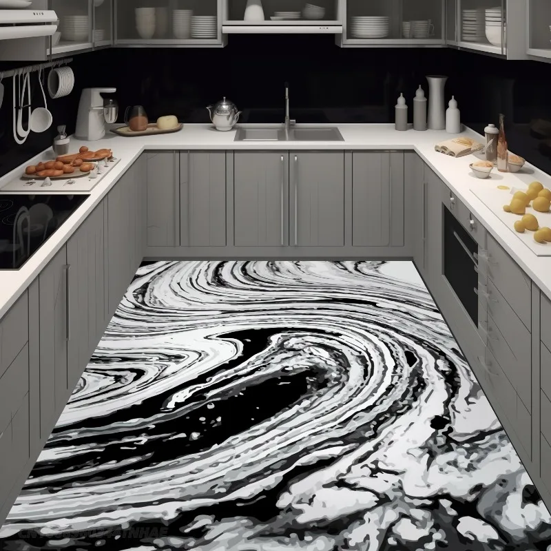 

Абстрактный декоративный кухонный Коврик для пола, водостойкий коврик из ПВХ с защитой от загрязнений, маслостойкий, простой в уходе коврик для балкона, Ковер, 러그 그