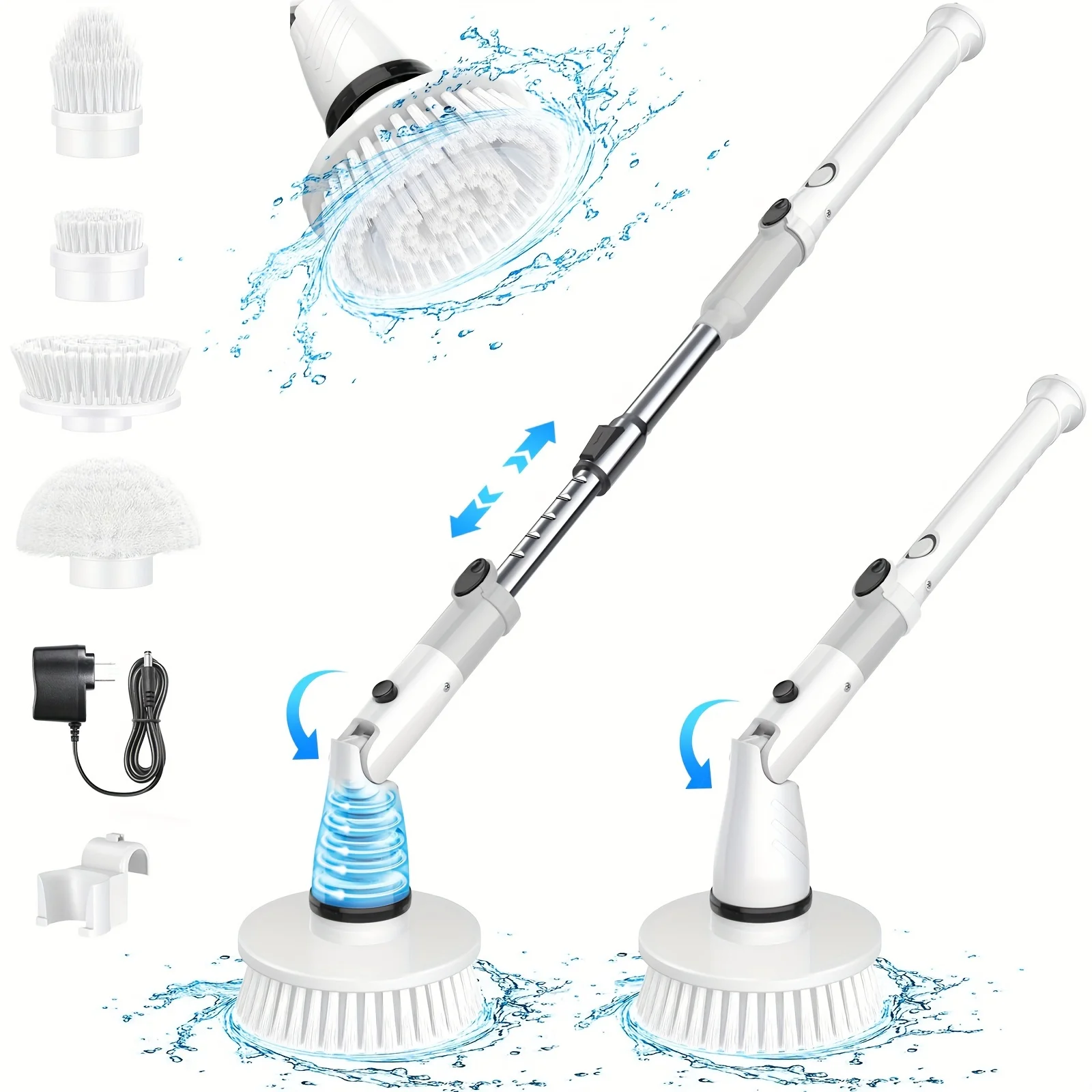 Cordless Electric Spin Scrubber with 4 Brush Heads