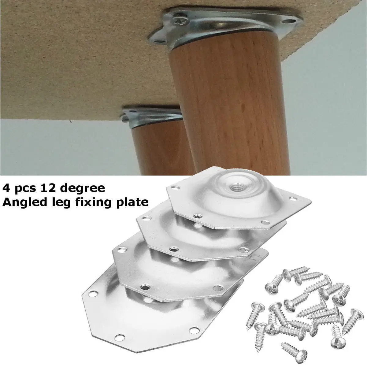 

4pcs Furniture Angled Legs Fixing Attachment Plates Table Sofa Feet Support Hardware Home Cabinet Furniture Mounting Bracket