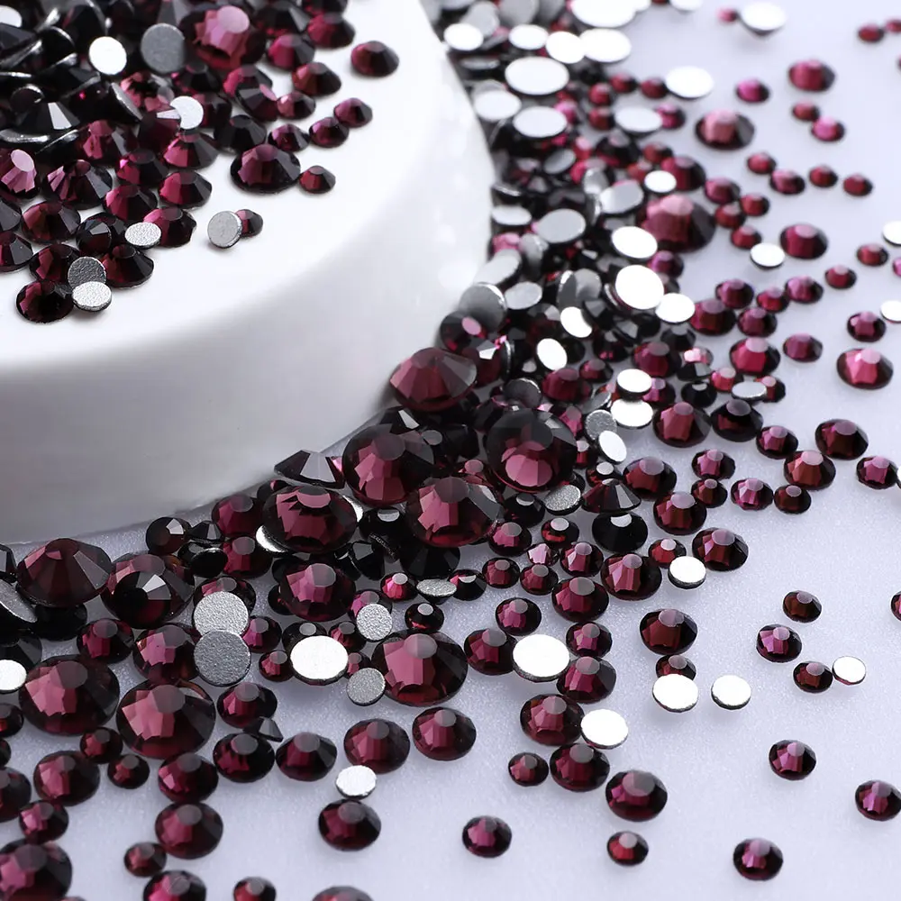 Versatile Mix Size Glitter Glass Rhinestones - Silver Bottom, Non-Hotfix, Perfect for Nail Art and Clothing Embellishment