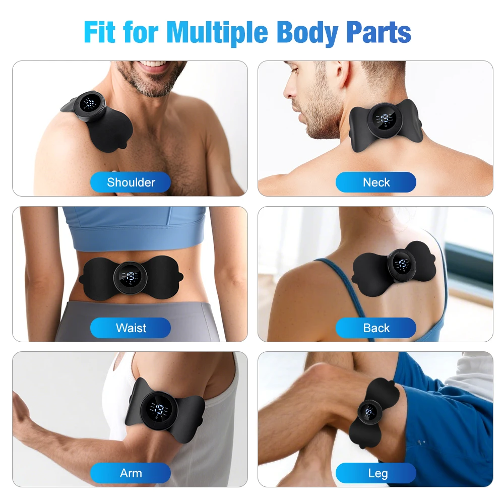 Mini EMS Neck Shoulder Massager Heating Pulse Muscle Nerve Electrostimulator Reu