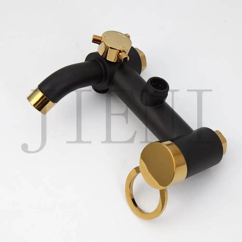 Description Picture 5 of itemJIENI 8 Inch Black Golden Bathroom Rainfall Shower Head System Bath & Shower Faucet Mixer Shower Set W/ Hand Spray Tap Set