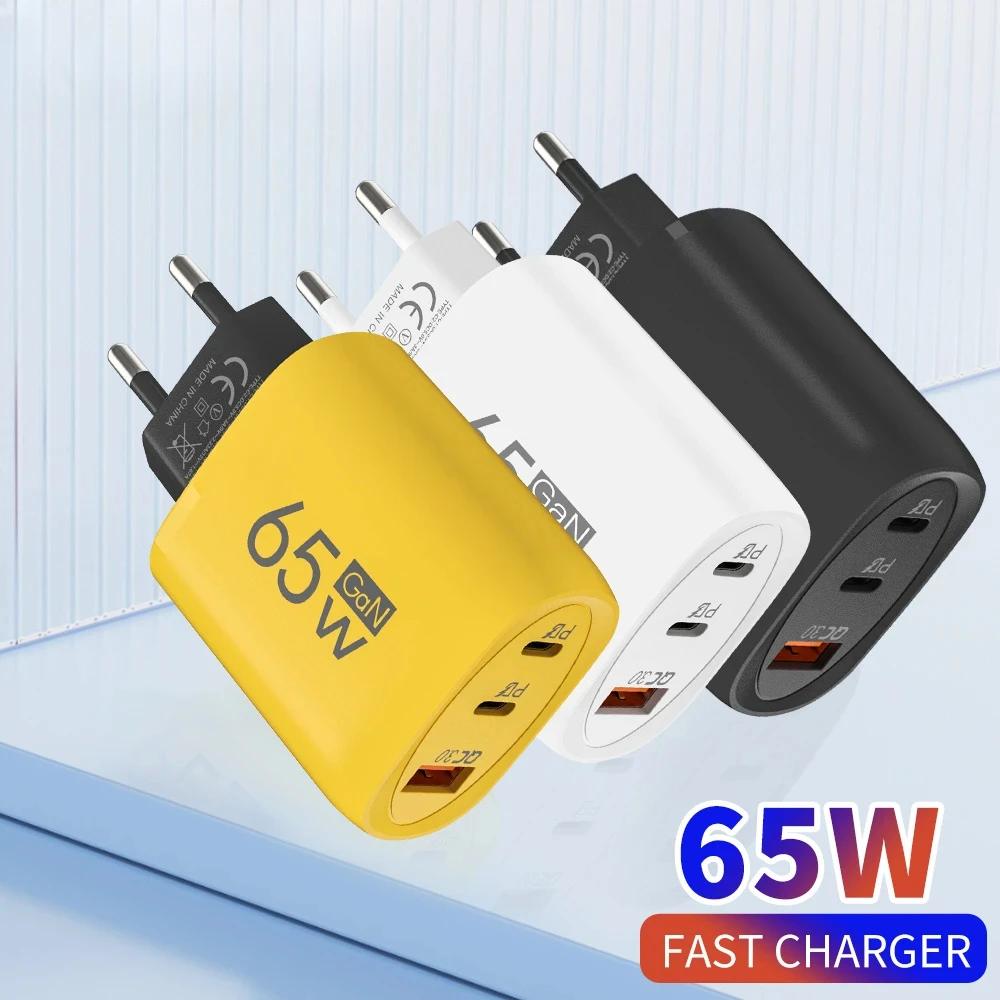 65W GaN USB Fast Charging Charger Quick Charger 3.0 Wall Adapter for iPhone 16 15 Pro Max Samsung Xiaomi 15 Mobile Phone Charger