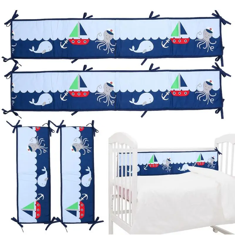 

Crib Rail Covers 4PCS Crib Cushion For Crib Rails Bed Bumpers Crib Padding For Baby & Toddler Bed Rails & Rail Guards