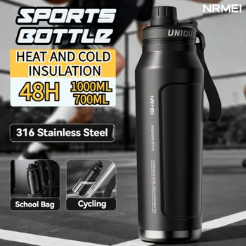 1L Insulated Stainless Steel Bottle Thermos Water Cup Qutdoor Sports with Handle Vacuum Double Wall Flasks