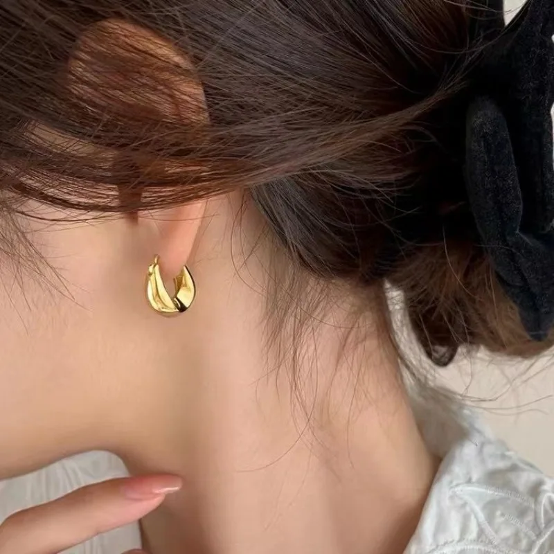 Vintage 925 Sterling Silver Earrings for Women Girls Ear Hoop Versatile Round Circle Drop Earrings Fashion Party Jewery Gifts