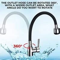 Modern 304 stainless steel kitchen faucet with silicone hose - adjustable, ceramic valve core, no electricity required. 5