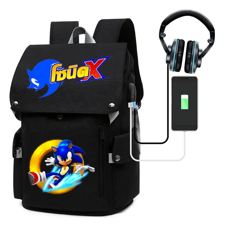

Sonic The Hedgehog Fits 15.6 Inch Laptop Backpack with USB Charging Port Travelling Backpack Casual Daypack College Shoulder Bag