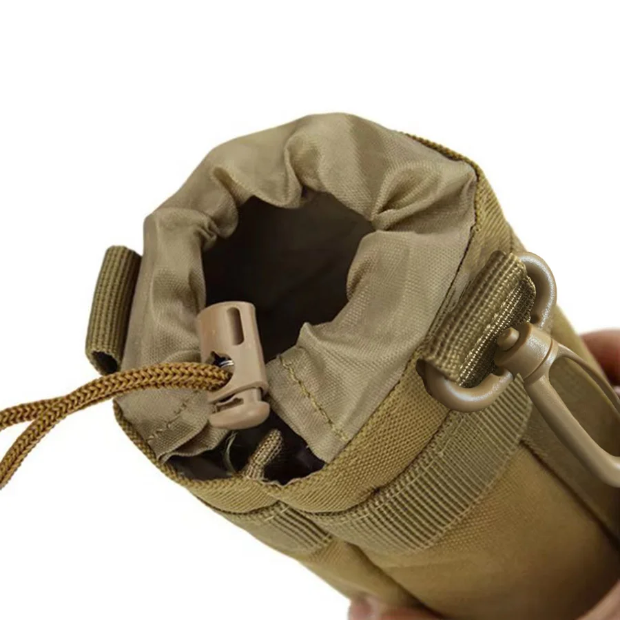 Outdoor Molle Water Bottle Bag Rack Camping Hiking Bicycle Bottle Bag Pulling Rope Multi functional Bottle Bag