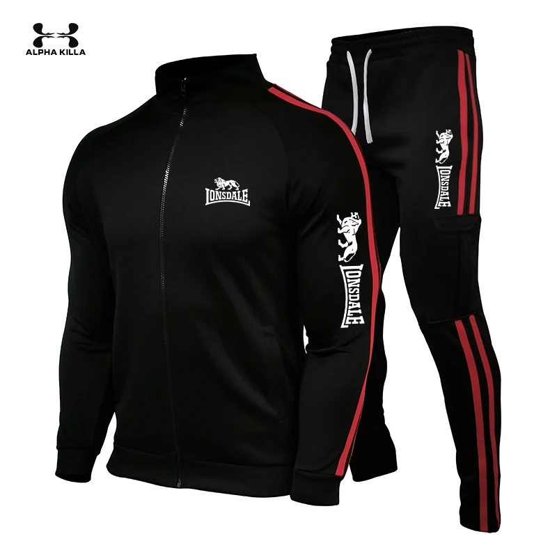 

Tracksuits Men New Polyester Sweatshirt Sporting 2023 Gyms Spring Jacket + Pants Casual Men's Track Suit Sportswear Fitness