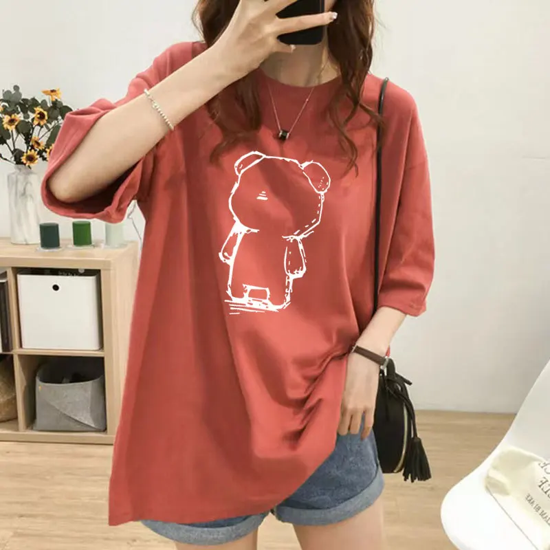 

2024 Summer Short Sleeve Cotton Nursing T-shirt Fashion Print Maternal Woman Breastfeeding Clothes Lactation Top Tees Pregnancy