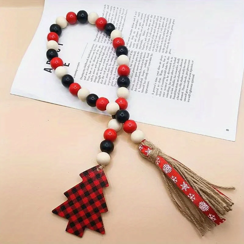 1 Piece of Tassel Beaded DIY Christmas Tree Printed Wooden Pendant Decoration, Custom Fashion Crafts, Toys, Jewelry Accessories
